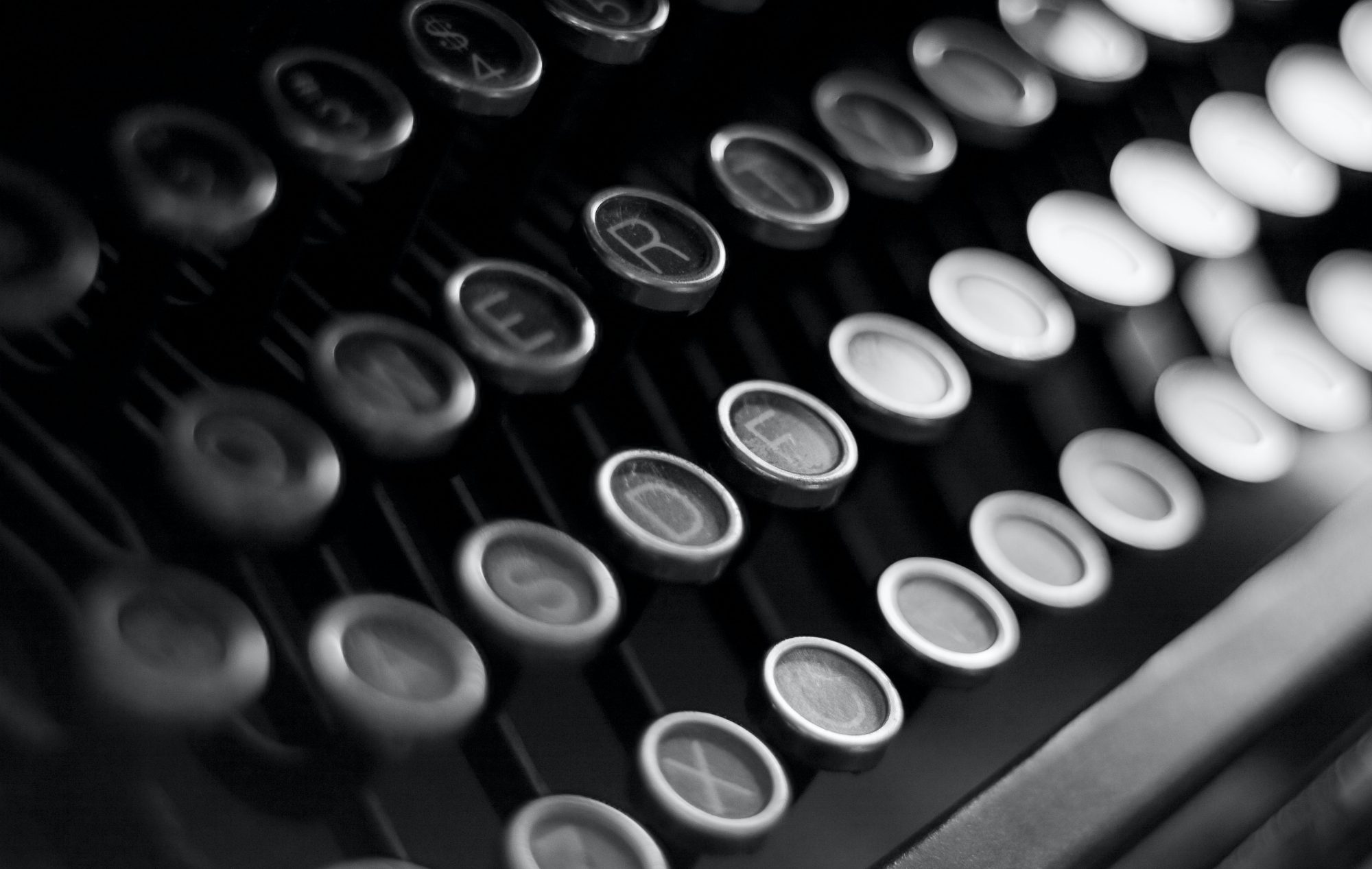 close up of the keys on a typewriter