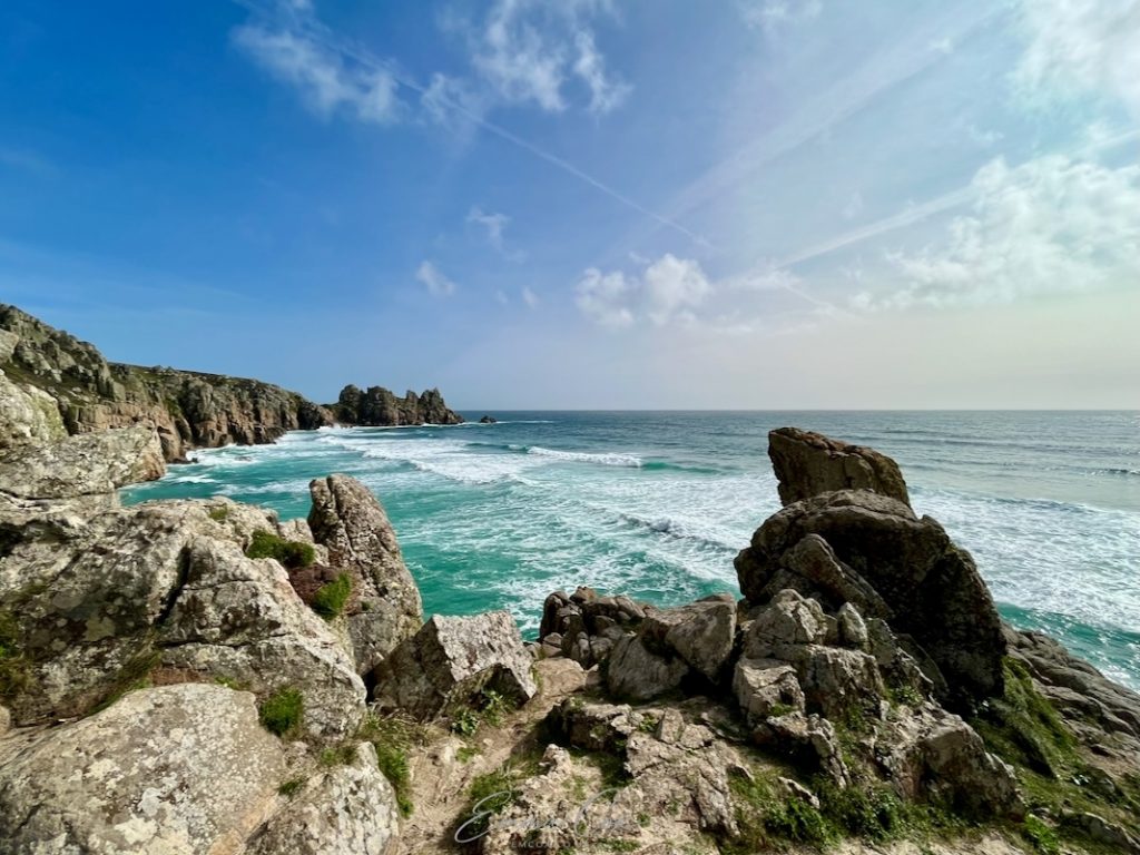 View looking towards Treryn Dinas headland and Logan's Rock