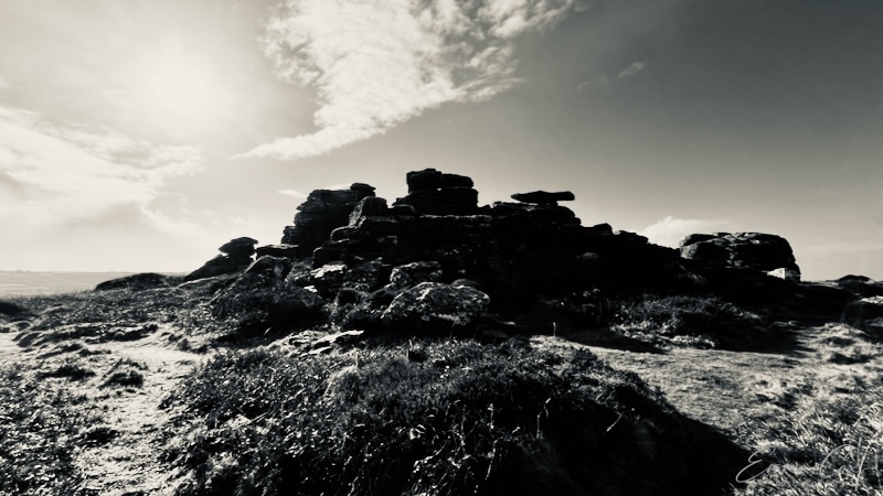 A granite outcrop with a placed propped stone