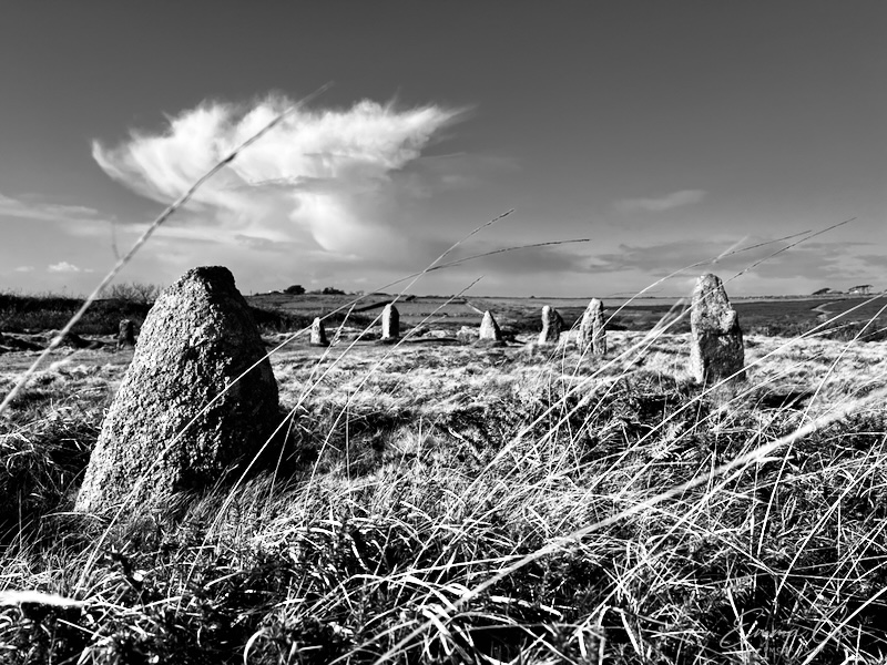 a section of a stone circle in moorland